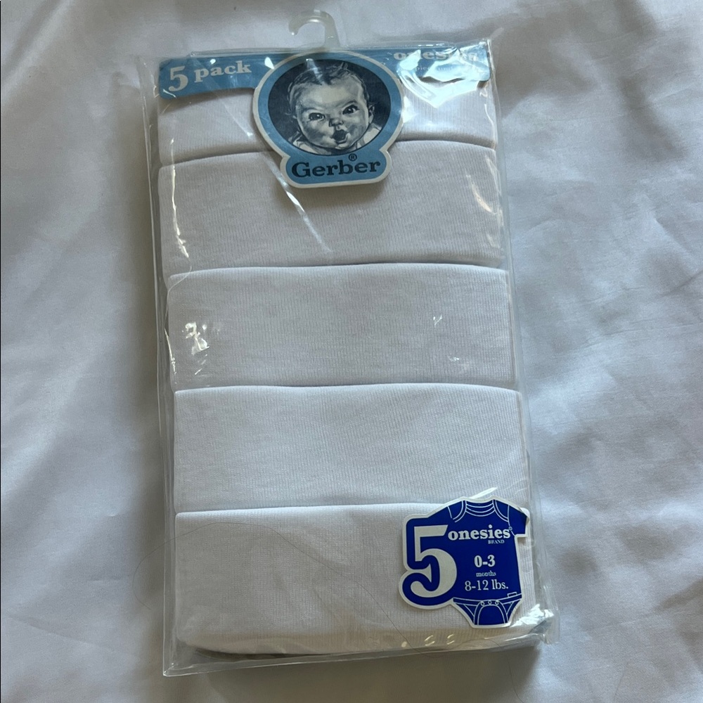 Gerber White Onesies 5-Pack 0-3M